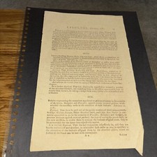 Resolves, February 1781 Antique Leaf NOT AUTHENTICATED picture
