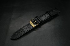 OEM Omega 18mm Black Leather Strap + Gold Buckle - Fits Omega Watches picture