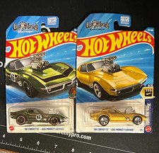 Hot Wheels Gas Monkey Garage '68 Corvette 1:64 Diecast Cars Lot of 2 Green/Gold picture