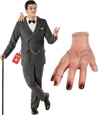 Men`s Gomez Addams Costume & Hand Adult Addams Family Gangster Suit Halloween picture