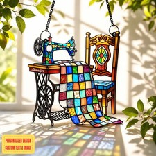 Personalized Sewing Machine Suncatcher, Quilter Gift for Mom Grandma, Custom Nam picture
