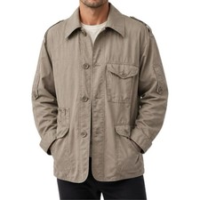 Vintage Outback Red Safari Jacket Mens 90s Lightweight Canvas Field Coat - L picture