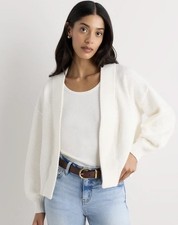 Quince Open Cardigan Waffle Knit Small White Organic Cotton NWOT picture