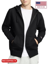 Champion Men's Powerblend Full-Zip Hoodie, Standard Fit, Midweight Fleece, Black picture