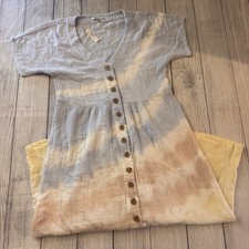 Madewell Tie-Dye Lightspun Button-Front Midi Dress Size XS Cotton w Pockets NWT picture