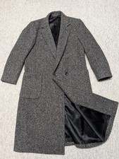 vintage USA made DONEGAL TWEED overcoat 40 herringbone FLECK gray polo-coat picture