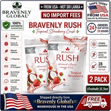 2x Bravenly Rush TROPICAL STRAWBERRY CRUSH 56 Servings Energy Drink Mix Sealed🔥 picture