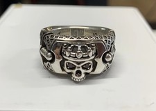 NightRider Sterling Silver 925 King's Skull Ring Garnet (Size 10.5) picture