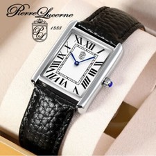 Pierre Lucerne 1888 Vintage Style Swiss Inspired Classic Mens Watch Black Band picture
