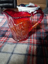  Amberlina Glass Creamer Pitcher Iridescent Sunset  Carnival Vintage Glows W/ UV picture