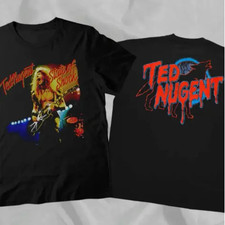 Ted Nugent State Of Shock 90s Black Rare Vintage Double Sided T-Shirt S-5XL picture