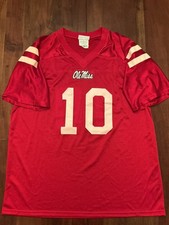 Vintage Ole Miss Rebels #10 Eli Manning Football Jersey Red Mens X-Large (46-49) picture