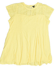 Torrid Plus Size 4 4X Yellow Lace Yoke Fit & Flare Dress Short Sleeve Crewneck picture