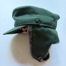 Vintage East German DDR GDR Winter Cap Hat Fur Ear Flaps VEB Arnstadter Size 58 picture