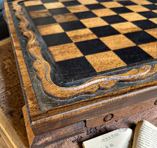 Vintage Chess Board 36cm Handmade Carved Walnut Solid Wood Large Chessboard picture