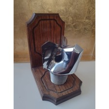 Vintage Chromed Oil Drilling Bit Wood Bookends Pair Heavy Industrial 9lbs picture