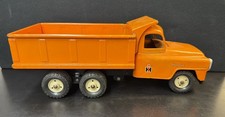 Antique 1940s INTERNATIONAL HARVESTER DUMP TRUCK - Orange Steel Metal  picture