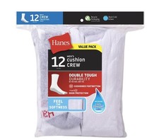 Hanes Men'S Double Tough Crew Socks, 12-Pair Pack size 6-12 shoe size picture