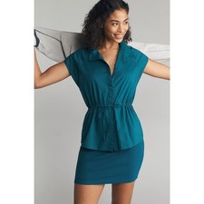 Anthropologie Sundry Sporty Twofer Mini Dress SZ M NWT Green 100% Cotton Preppy picture