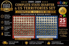 1999-2009 State Quarters US Territories Complete 112 Coin BU Set Philly & Denver picture