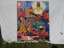Pigs of War Painted in 1967 at Central Mich Univ, 4' x 6' Canvas on Mansonite picture