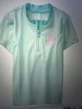 NWT Gymboree Sz 4 Pastle Green Rash Guard top shirt sun Swim Xs Zip Upf Maillot picture