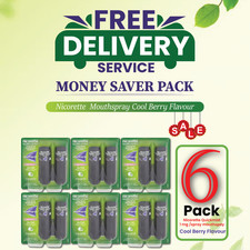 6 x Nicorette Mouthspray Quickmist Berry 1mg 13.2ml X 2ct-  picture