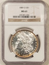 1889-O $1 MORGAN DOLLAR - NGC MS-63, BLAZING LUSTER picture