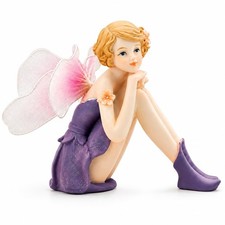 Comfy Hour Flower Fairy Figurine, Pastel Violet Dress, Fairyland Decor picture
