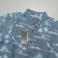 Quicksilver Men's Waterman Paradise Found S/S Shirt Comfort Fit Woven Wave Blue picture