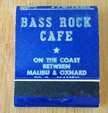 Bass Rock Cafe Matchbook, Malibu & Oxnard CA, “Sea Food” Collectible Vintage picture
