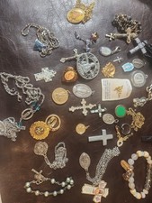  Religious Medals (35 Pieces), Crosses Pendants, Catholic rosary EC.K221 picture
