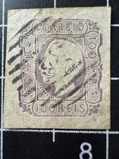 Portugal 1862 King Luis I 100 Reis Lilac Used Stamp Scott #16 Imperforate picture