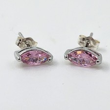 925 Sterling Silver 1CT Pink Tourmaline Marquise Earrings Gemstone picture