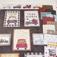 16 Fat Quarters 1 Panel Quilting Cotton Fabric Happy Day Farm Trucks picture