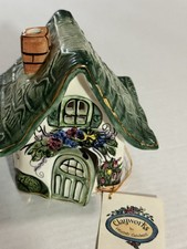 Blue Sky Clayworks “Blue Skies” Cottage Candle Holder Ceramic Heather Goldminc picture