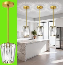 3 Pack Crystal Pendant Lights, Adjustable Hanging Lights for E26 base bulbs picture