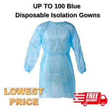 UP TO 100 Blue Disposable Isolation Gowns, Dental & Medical Use, Lightweight picture