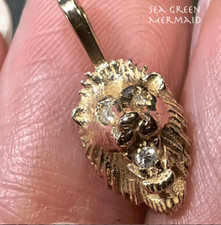 14k Gold LION Pendant w Diamond Mouth + Eyes. Anson *Video* picture