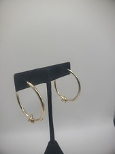 New  JJ Earrings Pierced Hoops Gold Tone Knotted Nickel Free Jewelry Costume picture