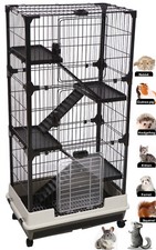 X-LARGE Indoor 5-Levels Rolling Cage Rabbit Hutch Guinea Pig House Ferret Kitten picture