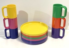 Vintage Heller Rainbow Max Set Of Six Plates And Mugs Massimo Vignelli #2 picture