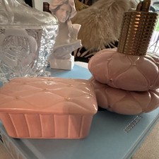 Vintage Evans Pink Quilted Smoking Set, Evans Lighter/ Cigarette Box, Midcentury picture