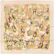 HERMES SILK SCARF 90 CM CONCERTO JEAN-LOUIS CLERC EUC picture