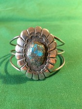 Vintage/Antique Native American Sterling Silver And Turquoise Bracelet picture