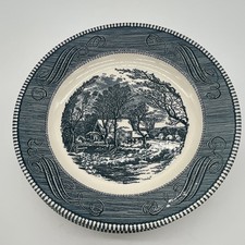 VTG Royal China Currier & Ives Blue The Old Grist Mill Dinner Plates Set of 6 picture