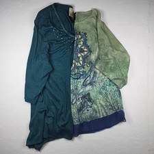 Faded Glory & French Blue Tops 2X Teal Rhinestone Paisley Bundle picture