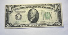 1934 TEN DOLLAR PHILADELPHIA DISTRICT (C) LIME GREEN SEAL CRISP UNCIRCULATED picture