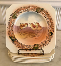 6 Royal Doulton Series Ware D4758 Plover Chicks Tea Plates, VERY RARE, c1930s picture