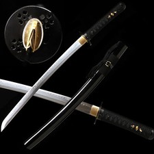 Katana Wakizashi Clay Tempered T10 Steel Real Hamon Japanese Samurai Sharp Sword picture